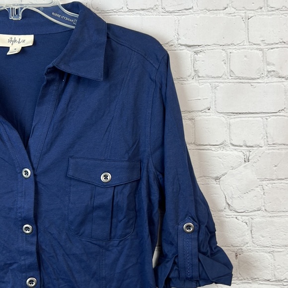 Style & Co Navy Utility Shirt Sizes Medium & Large - Picture 4 of 6